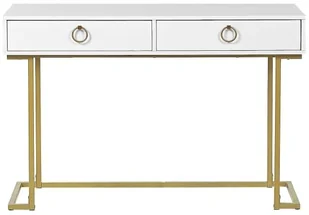 Beliani Biurko / Konsola 2 szuflady biało-złota WESTPORT - Konsole i sekretarzyki - miniaturka - grafika 8