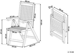 Shumee Krzesło ogrodowe ciemne drewno z poduszką jasnoczerwoną TOSCANA 150731 - Fotele i krzesła ogrodowe - miniaturka - grafika 4