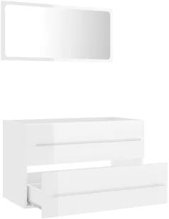 VidaXL Lumarko 2-cz. zestaw mebli łazienkowych, wysoki połysk, biały, płyta! 804842 VidaXL - Meble łazienkowe - miniaturka - grafika 7