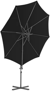 vidaXL Parasol wiszący na stalowym słupku, 300 cm, czarny 46998 - Parasole ogrodowe - miniaturka - grafika 4