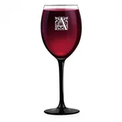 Gadżety dla niej i dla niego - Murrano Kieliszek grawerowany do wina z czarną nóżką onyx inicjał SKI-ONYX-009 - miniaturka - grafika 1