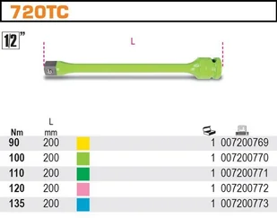Beta PRZEDŁUŻACZ UDAR.Z OGR.MOM.90NM-1/2"" 720TC/90 - Klucze i nasadki - miniaturka - grafika 2