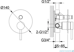 KOHLMAN Axel bateria podtynkowa wannowo-prysznicowa z dwoma wyjściami chrom QW210A | - Baterie umywalkowe - miniaturka - grafika 2