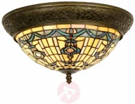 Lampy sufitowe - Clayre&Eef Okrągła lampa sufitowa Kimberly styl Tiffany 38cm - miniaturka - grafika 1