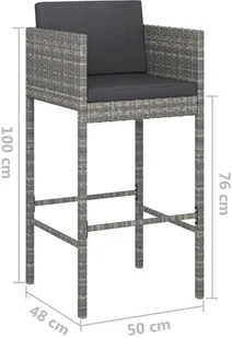 vidaXL 3-cz zestaw mebli barowych z poduszkami rattan PE szary 3094779 - Pozostałe meble ogrodowe - miniaturka - grafika 9