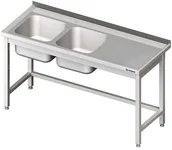 Stoły gastronomiczne - Stalgast Stół ze zlewem dwukomorowym (L) bez półki 1500x600x850 mm 980806150 - miniaturka - grafika 1