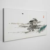 Obrazy i zdjęcia - PL Coloray Obraz na Płótnie Chata Jezioro 100x50cm - miniaturka - grafika 1