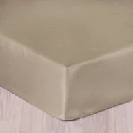Prześcieradła - Dekoria Prześcieradło satynowe z gumką ciemnobeżowe 140x200cm 748-308 - miniaturka - grafika 1