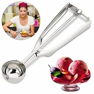 Pozostałe akcesoria kuchenne - Relaxdays Gałkownica do lodów ze stali nierdzewnej, z wyzwalaczem, do lodów, owoców, ciastek, kuli lodu  39 mm, Ice Cream Scoop, srebrna - miniaturka - grafika 1