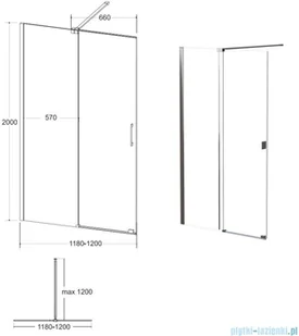 Besco Vayo kabina walk-in 120x200cm przejrzyste - Kabiny prysznicowe - miniaturka - grafika 2