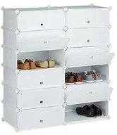 Szafki na buty - Relaxdays szafka na buty z tworzywa sztucznego, zamknięta, systemowa, 12 przegródek, wys. x szer. x gł.: 108 x 94 x 37 cm, różnekolory 10021979_49 - miniaturka - grafika 1