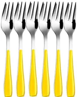 Zestawy sztućców - Bugatti ez6u 057 °F17  6-częściowy zestaw sztućców Essenza 6 widelczyków do ciasta, SAN/nierdzewna, Żółty, 16 x 20 x 3 cm EZ6U-057F17/6 - miniaturka - grafika 1