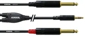 Kable - Cordial CFY 3 WPP-LONG kabel adaptera Y (jack 3,5 mm stereo złoty/2 x jack 6,3 mm mono złoty, długość 3 m) - miniaturka - grafika 1