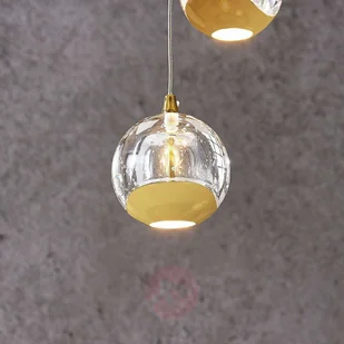 Lindby Designerska lampa wisząca złota ze szkłem  w tym 3-lampka LED - Hayley - Lampy sufitowe - miniaturka - grafika 3