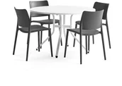 Stoły i stoliki do biura - AJ Produkty Zestaw mebli VARIOUS + RIO, stół + 4 krzesła antracyt - miniaturka - grafika 1