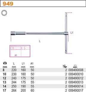 Beta KLUCZ NASADOWY TYPU T Z GŁ.NASADKĄ 8MM 949/8 - Klucze i nasadki - miniaturka - grafika 2