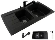 Zlewozmywaki z baterią - Granitan Zlew Granitowy Bateria Kuchnia Złota - miniaturka - grafika 1