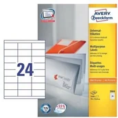 Etykiety do drukarek - Avery Zweckform Etykiety Uniwersalne 70x33,8 mm Białe 2400 szt. Zweckform 3664 - miniaturka - grafika 1