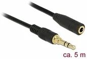Kable - Delock kabel przedłużający audio Stereo mini wtyczka jack (M) do stereo mini wtyczka jack (W) 5 m czarna (85590) - miniaturka - grafika 1