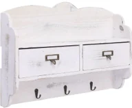 Wieszaki i stojaki - vidaXL Wieszak ścienny na płaszcze, biały, 50x10x34 cm, drewniany - miniaturka - grafika 1