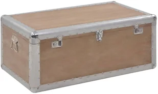 vidaXL Skrzynia z litego drewna jodłowego, 91 x 52 x 40 cm, brązowa vidaXL - Pudła i pojemniki do przechowywania - miniaturka - grafika 2