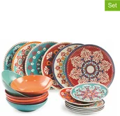 Talerze - Villa D Este Villa d Este 18-częściowy zestaw talerzy "Shiraz" ze wzorem - miniaturka - grafika 1