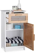 Szafki łazienkowe - Relaxdays szafka łazienkowa z bambusa, szuflady, naturalny wygląd, wysokość regulowana półka, MDF, HBT: 70 x 40 x 28,5 cm, biały 10021848 - miniaturka - grafika 1
