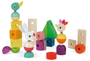 Janod Pociąg z klockami i zwierzątkami do ciągnięcia J08202 - Pociągi dla dzieci - miniaturka - grafika 11