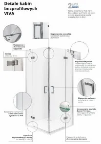 Besco  PMD Piramida Viva 195 80x80 - Kabiny prysznicowe - miniaturka - grafika 5
