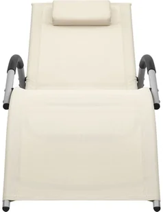 vidaXL Leżak, tworzywo textilene, kremowo-szary 310514 - Leżaki ogrodowe - miniaturka - grafika 2