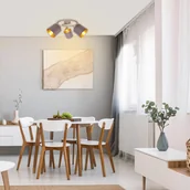 Lampy sufitowe - Näve Lampa sufitowa Maron 3-pkt. tkanina, brązowa/złota - miniaturka - grafika 1