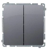 Wyłączniki światła i elektryczne - Kontakt Kontakt_Simon Łącznik schodowy podwójny z podświetleniem (moduł) 10AX. 250V. zaciski śrubowe srebrny mat BMW6/2L.01/43 - miniaturka - grafika 1