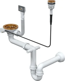 QUADRON Syfon zlewu 90 mm prostokąt 1-KOMOROWY AUTOMAT oszczędzający miejsce miedź QUADRON - Syfony - miniaturka - grafika 2