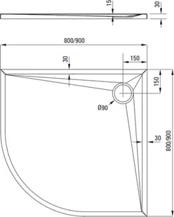 Deante Brodzik akrylowy półokrągły Kerria Plus 90 cm DEA-KTS_053B-0 - Brodziki prysznicowe - miniaturka - grafika 8