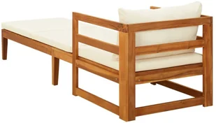 VidaXL Leżak z kremową poduszką, lite drewno akacjowe! 316312 - Sofy ogrodowe - miniaturka - grafika 5