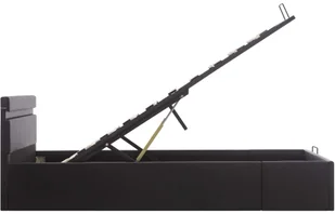 vidaXL Rama łóżka z podnośnikiem i LED, czarna, ekoskóra, 140 x 200 cm - Łóżka - miniaturka - grafika 7