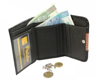 PolskaGalanteria.pl Portfel Damski Skórzany PolskaGalanteria Z Wstawką 12 cm Klamra Skóra Naturalna Czarny z Wstawką WZÓR III KP D1208-WST - Portfele - miniaturka - grafika 4