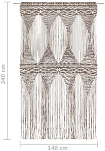 vidaXL Zasłona z makramy, kolor taupe, 140 x 240 cm, bawełna - Zasłony - miniaturka - grafika 30