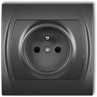 Gniazdka elektryczne - Karlik Gniazdo pojedyncze z uziemieniem LOGO Grafitowy 11LGP-1z - miniaturka - grafika 1