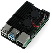 Komputery jednopłytkowe - Raspberry PI Lonten Technology Obudowa do 4B - aluminiowa z dwoma wentylatorami - czarna LON-15106 - miniaturka - grafika 1