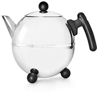 Dzbanki i imbryki - Bredemeijer Duet Bella okrągły, dwuściankowy dzbanek do herbaty z błyszczącej stali nierdzewnej, czarne okucia, pojemność 1,5 l 1305Z - miniaturka - grafika 1