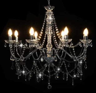 vidaXL Żyrandol z koralikami, srebrny, 8 żarówek E14 - Lampy sufitowe - miniaturka - grafika 2