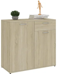 vidaXL Szafka, dąb sonoma, 80x36x75 cm, płyta wiórowa - Komody - miniaturka - grafika 4