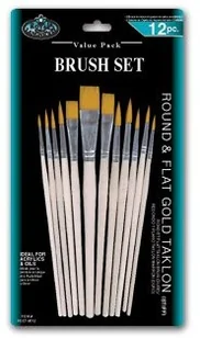 Zestaw pędzli syntetycznych 12 szt złoty taklon R&L - Pędzle - miniaturka - grafika 2