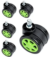 Meble modułowe i akcesoria - Zenga.pl Kółka sportowe do foteli Gamingowych, miękkie gumowane zielone - miniaturka - grafika 1