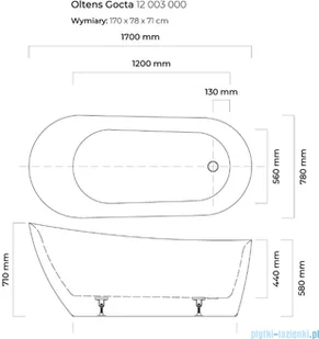 Oltens Gocta wanna wolnostojąca owalna 170x78cm 12003000 | - Wanny z hydromasażem - miniaturka - grafika 2