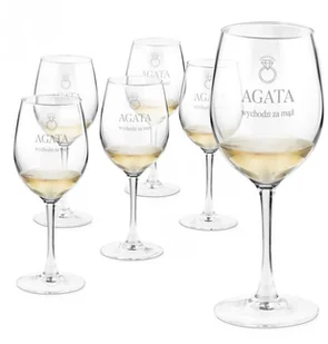 Murrano Kieliszki szklane do wina zestaw x6 grawer dla niej na wieczór 6xSKIV-024 - Kieliszki - miniaturka - grafika 2