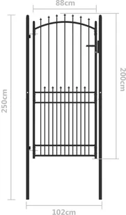 vidaXL Lumarko Furtka ogrodzeniowa z grotami, stalowa, 100x200 cm, czarna! 146402 - Akcesoria do ogrodzeń - miniaturka - grafika 5