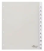 Przekładki do segregatorów - DURABLE Przekładki A4 numeryczne 1-12 poszerzane - transparentne / 1 kpl. 683519 - miniaturka - grafika 1