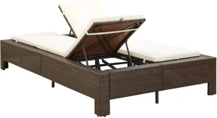 vidaXL 2-osobowy leżak z poduszką, brązowy, polirattanowy - Leżaki ogrodowe - miniaturka - grafika 4